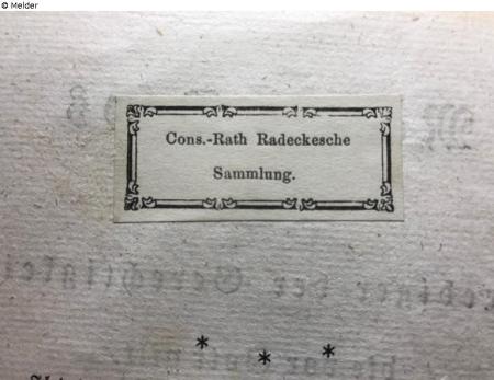 Exlibris Consistorial-Rath Ernst Wilhelm Jakob Radecke (1790–1873)